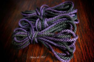 colored bondage rope - violet purple + classic black