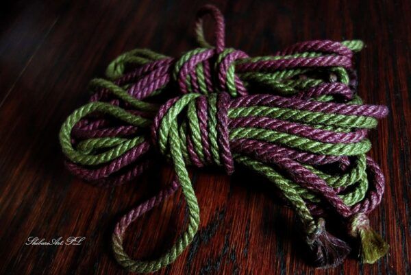 colored bondage rope: cherry wine + olive green