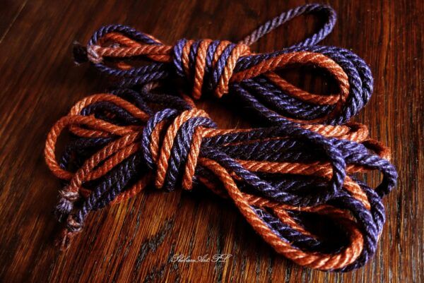 colored bondage rope: violet purple + ginger rusty red